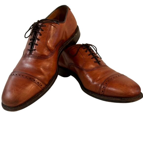 Allen Edmonds Byron Cap Toe Shoes Men's US 8.5 D Leather Brown 2034 Made in USA - Picture 1 of 10
